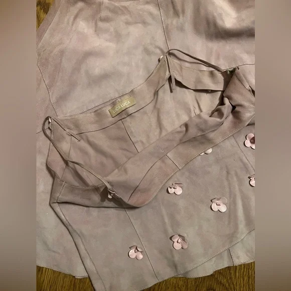 Luca luca silk 100% leather crop top floral & skirt 6 italian vtg 90s Coachella - Picture 9 of 16